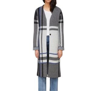 Soia & Kyo Octavia Plaid Wool Blend Mohair Knit Coat Cadigan Duster, size M
